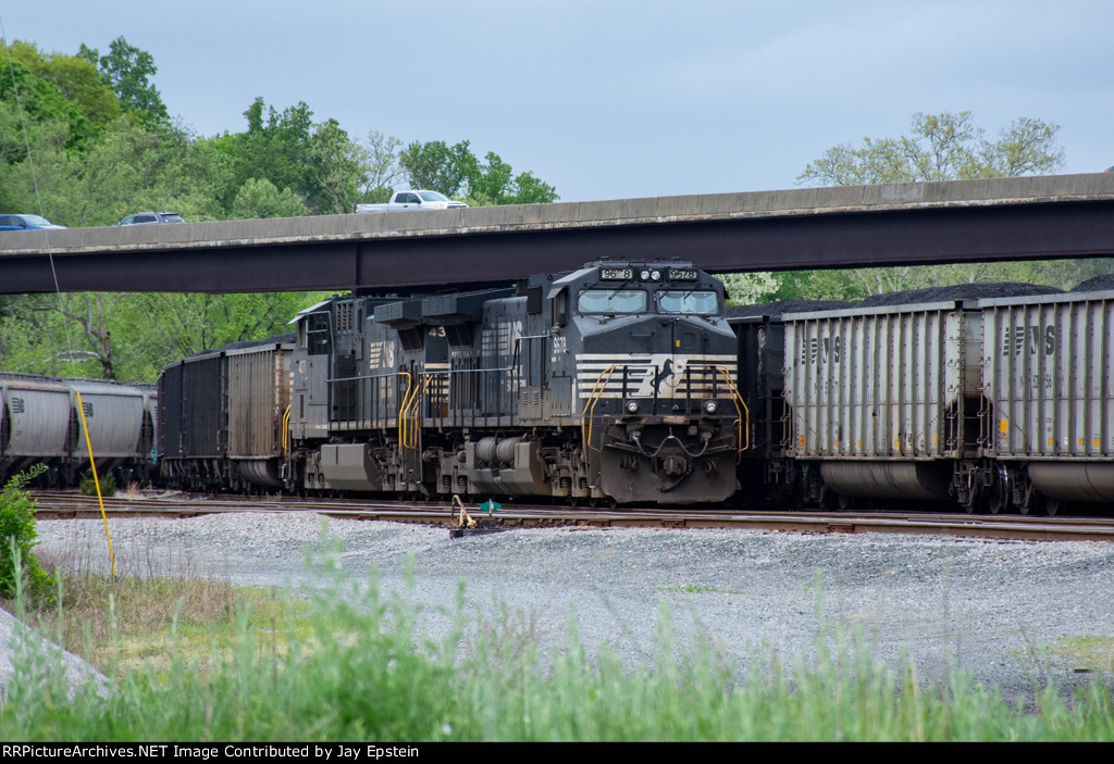 NS 9678 waits to depart east with a coal train
